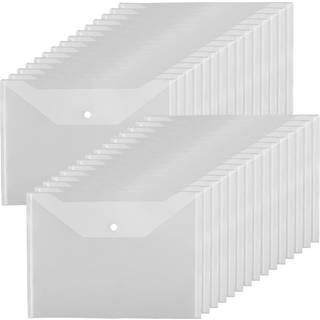 Jikiou 30pcs Plastkonvolutter med knap Snap Lukning Klar plastpoly -kuvertmapper til dokumenter Vandt?t plastfilmappe Logst?rrelse A4 St?rrelse t