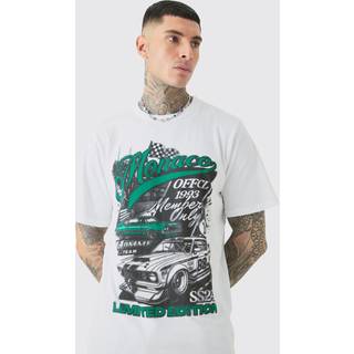 Mens White Tall Monaco Moto Print T-shirt