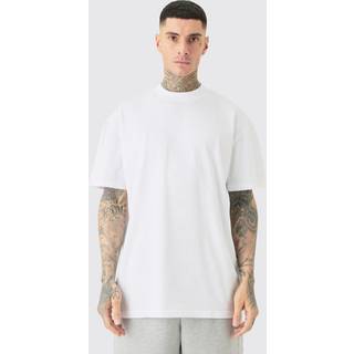 Mens White Tall Oversized Extended Neck T-shirt