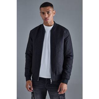 Mens Black Ruched Effect Bomber Jacket
