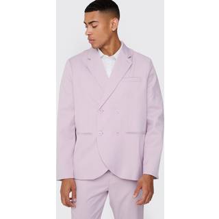 Mens Lilac Textured Double Breasted Suit Jacket