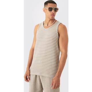 Mens Stone Regular Fit Textured Stripe Vest