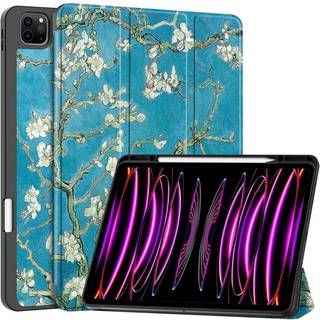 EIDERWOOD iPad Air 13" (2025 / 2024) Tri-Fold Kunstlæder Flip Cover m. Vågeblus Funktion - Blomster