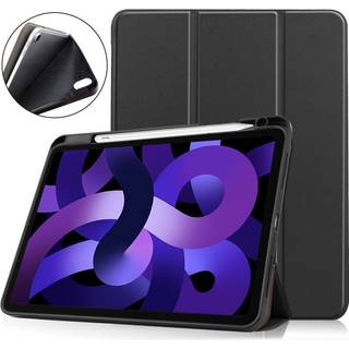 EIDERWOOD iPad Air 11" (2025 / 2024) Litchi Tri-Fold Læder Flip Cover m. Apple Pencil Holder - Sort