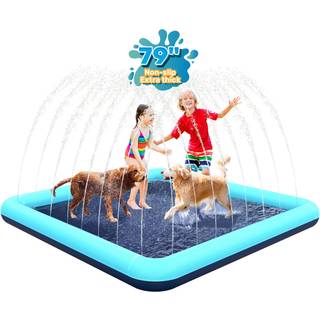 Bilibara 79 '' Square Splash Pad til hunde, der ikke er skridsikre sprinkler til b?rn i alderen 4-8 sm?b?rn 1-3 lavt pool udend?rs vand leget?j t