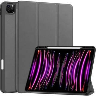EIDERWOOD iPad Air 13" (2025 / 2024) Tri-Fold Kunst Læder Flip Cover m. Apple Pencil Holder - Grå