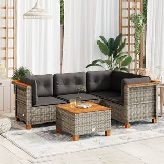 sofasæt til haven 4 dele med hynder polyrattan grå