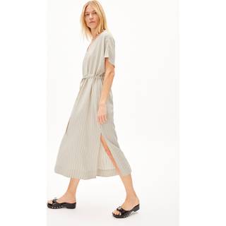 ARMEDANGELS Women's Maahaliana Lino Stripes Kjole Damer størrelse L farve beige