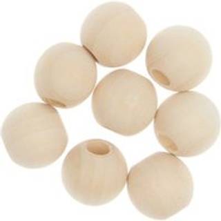 Makramee Perlen Holz natur 25mm 8 Stück - Natur