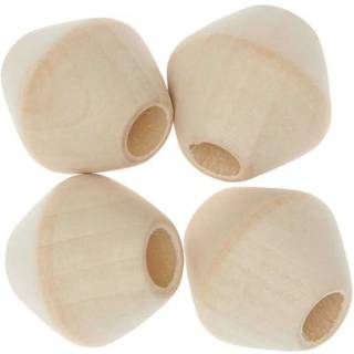 Makramee Perlen Holz natur 30x30mm 4 Stück - Natur