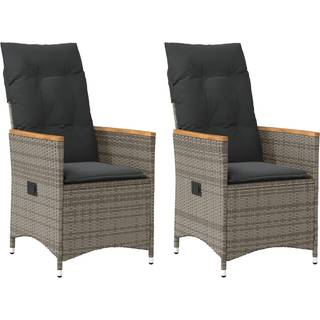 Havestol Med Hynder Justerbart Ryglæn Polyrattan - 2 / Grå / Med armlæn