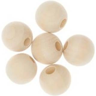 Makramee Perlen Holz natur 30mm 6 Stück - Natur