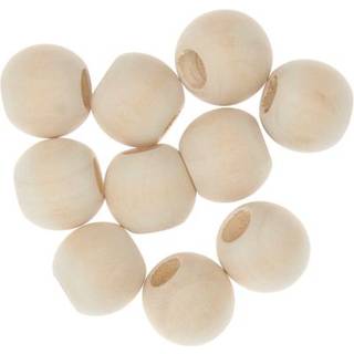 Makramee Perlen Holz natur 20mm 10 Stück - Natur