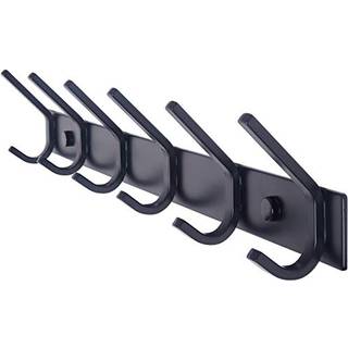 Webi frakke rack væg monteret 17-1/8 tommer kroge til hængende frakker Heavy Duty Metal Hook Rail med 6 dobbelt dobbelt kroge bøjle vægmontering