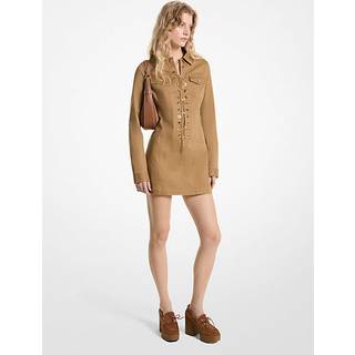 MK Stretch Organic Cotton Lace-Up Dress - Brown - Michael Kors - EU 42