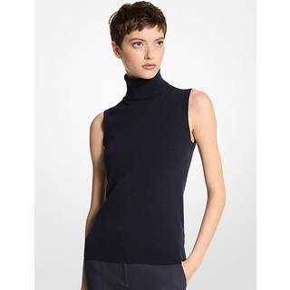MK Cashmere Sleeveless Polo neck - Blue - Michael Kors