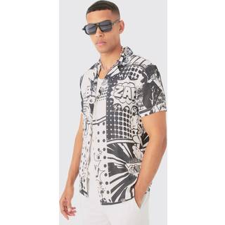Mens Black Comic Viscose Regular Fit Shirt