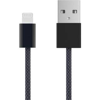 Linocell Flettet USB-A til Lightning-kabel - Sort 0,5 m