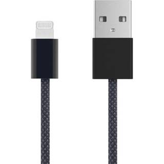 Linocell Flettet USB-A til Lightning-kabel - MFi - Sort - 1 m