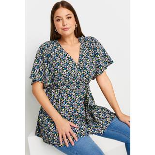 Yours Curve Yours Curve Blomster Tryk Textured Wrap Top