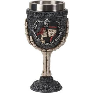 Gothic Kelch mit Skelett Hochzeitspaar 18,5 cm
