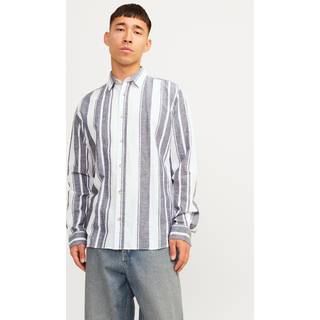 Jack & Jones JJESUMMER LINEN BLEND SHIRT LS SN Navy Big Stripe