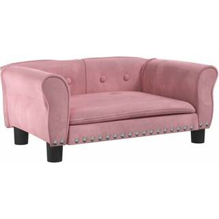 hundeseng 70x45x30 cm velour lyserød