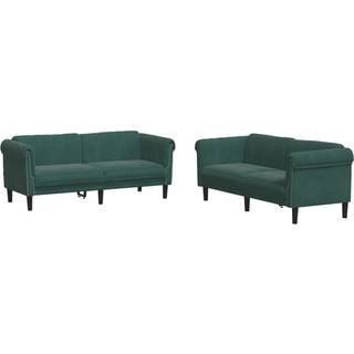 sofasæt 2 dele velour mørkegrøn