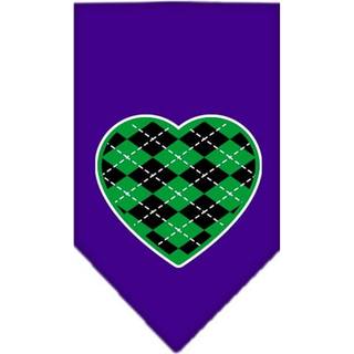Argyle Heart Green Screen Print Bandana Purple Large