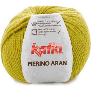Katia Merino Aran 001 Hvid Indhold: 52% superwash merinould, 48% akryl Vægt/længde: 100 g = ca. 155 meter Anbefalede pinde: 4.5-5.5 mm Strikkefasthed: 10 x 10 cm = 16 m x 20 p Vask: Finvask 30℃ / Kan tørretumbles.