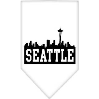 Seattle Skyline Screen Print Bandana White Small