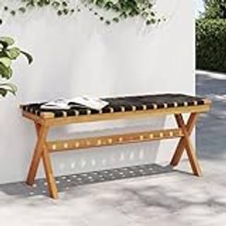 Havebænk Massivt Akacietræ Og Stof Sort