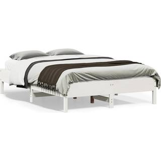 sengeramme uden madras 135x190 cm massivt fyrretræ hvid