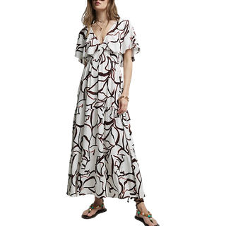 River Island River Island Brown Frill Sleeve Maxi Dress - 10