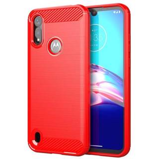 SKALO Motorola Moto E6i Armor Carbon Stødsikker TPU-cover - Rød
