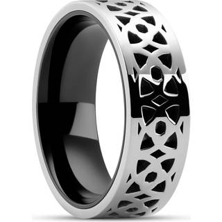 Hyperan | 8 mm Sølvfarvet Titanium Mønstret Ring