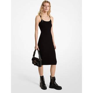 MK Ribbed Stretch Knit Midi Tank Dress - Black - Michael Kors