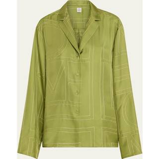 Toteme Monogram silk twill pajama shirt - green - XL