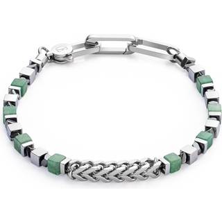 Coeur De Lion Men's Silver Green Cubes Bracelet - Silver - 19.5cm