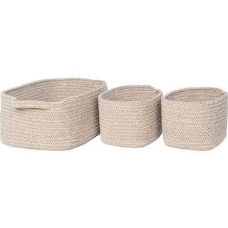 Kurvekasse bomuld beige sæt af 3
