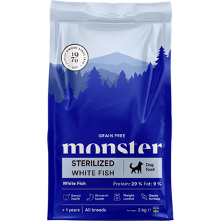 Monster Kornfri Steriliseret Hvid Fisk - 2 kg