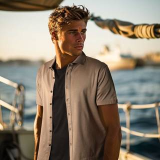 Pal Zileri Short Sleeve Button Thru Shirt in Taupe | Norton Barrie - 2XL