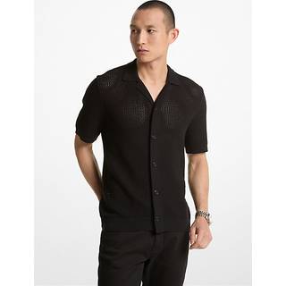 MK Open-Knit Cotton Shirt - Black - Michael Kors