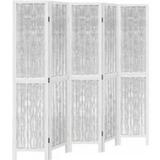 Rumdeler 5 Paneler Massivt Kejsertræ Hvid