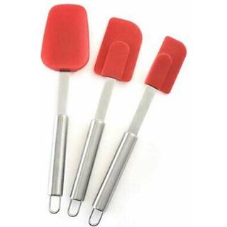 Norpro 3 stykker silikone/rustfrit stål køkken spatel sæt - rød stor