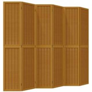 Rumdeler 6 Paneler Massivt Kejsertræ Brun - 6 / 40 x 200 cm