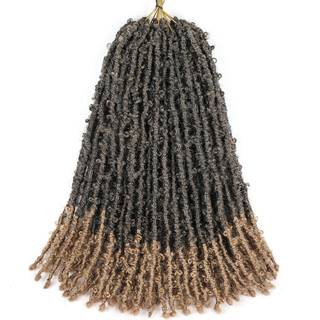 Guohui Butterfly Locs Crochet Hair 16 tommer 6 pakker Farve Ombre Honey Blonde Alle h?ndlavede pr?-looped n?dlidende faux locs fletninger til kvi