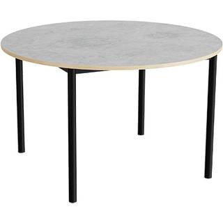 Bord Combi 206, Ø1200 mm, højde 720 mm, lys grå linoleum på sort stel