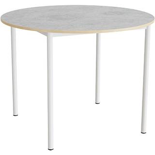 Bord Combi 206, Ø1200 mm, højde 900 mm, lys grå linoleum på hvidt stel