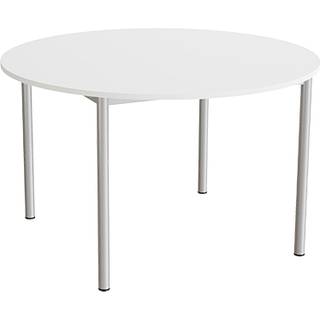 Bord Combi 206, Ø1200 mm, højde 720 mm, hvid laminat på alugråt stel